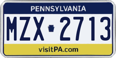 PA license plate MZX2713