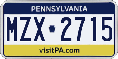 PA license plate MZX2715