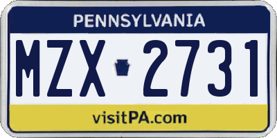 PA license plate MZX2731