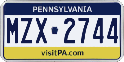 PA license plate MZX2744