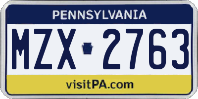 PA license plate MZX2763