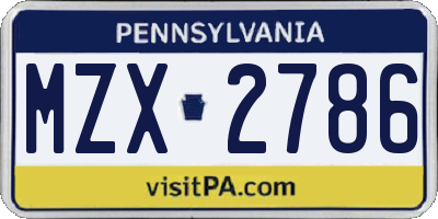 PA license plate MZX2786