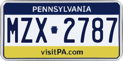 PA license plate MZX2787