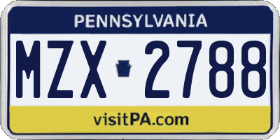 PA license plate MZX2788
