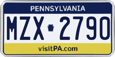PA license plate MZX2790
