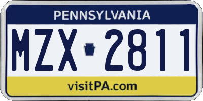 PA license plate MZX2811