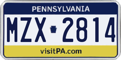 PA license plate MZX2814