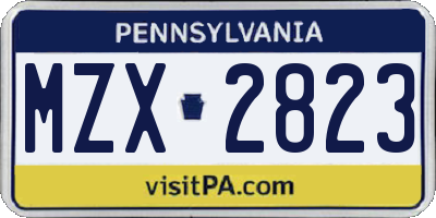 PA license plate MZX2823