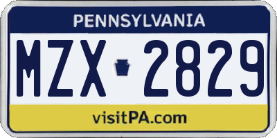 PA license plate MZX2829