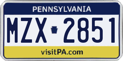 PA license plate MZX2851