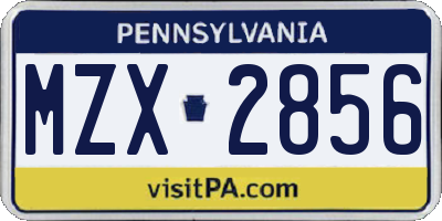 PA license plate MZX2856