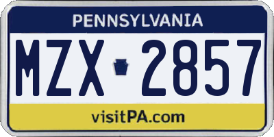 PA license plate MZX2857
