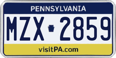 PA license plate MZX2859