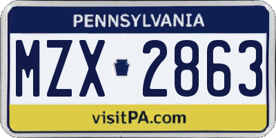PA license plate MZX2863