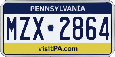 PA license plate MZX2864