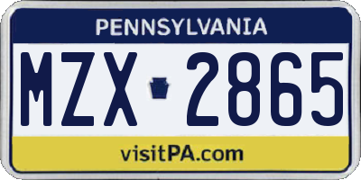 PA license plate MZX2865