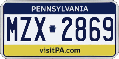 PA license plate MZX2869