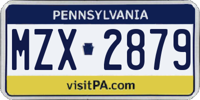 PA license plate MZX2879