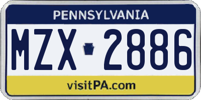 PA license plate MZX2886