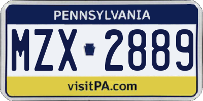 PA license plate MZX2889
