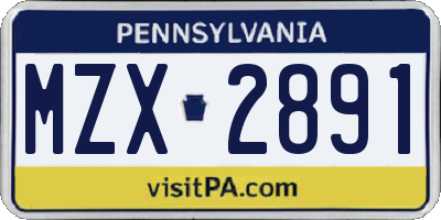 PA license plate MZX2891