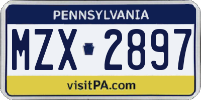 PA license plate MZX2897