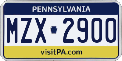 PA license plate MZX2900