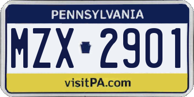 PA license plate MZX2901