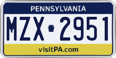 PA license plate MZX2951