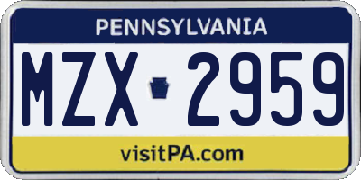 PA license plate MZX2959