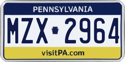 PA license plate MZX2964