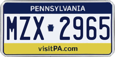 PA license plate MZX2965