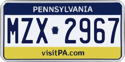 PA license plate MZX2967