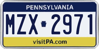 PA license plate MZX2971