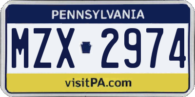 PA license plate MZX2974