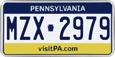 PA license plate MZX2979