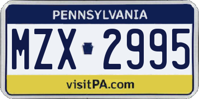 PA license plate MZX2995