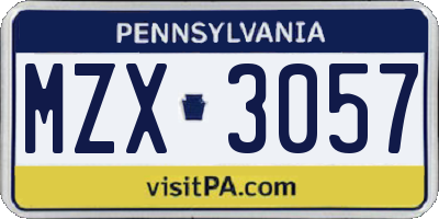 PA license plate MZX3057