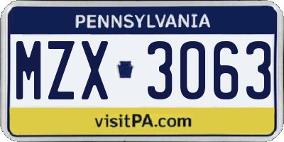 PA license plate MZX3063