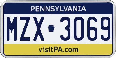 PA license plate MZX3069