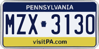 PA license plate MZX3130