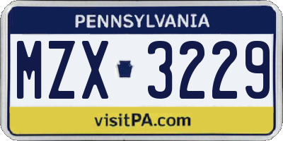 PA license plate MZX3229