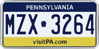 PA license plate MZX3264