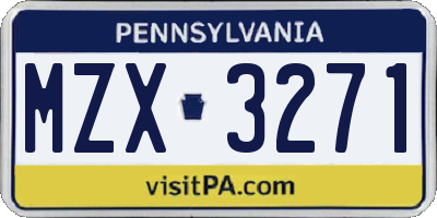 PA license plate MZX3271