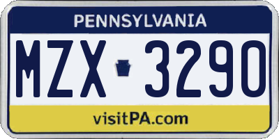 PA license plate MZX3290