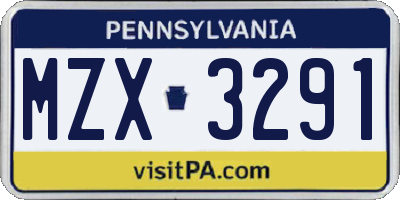PA license plate MZX3291