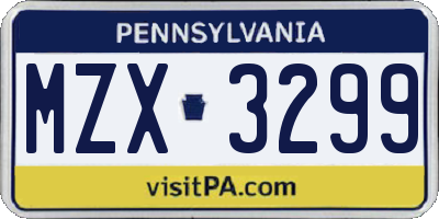 PA license plate MZX3299