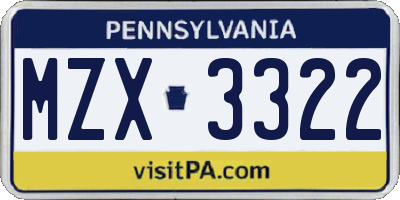 PA license plate MZX3322