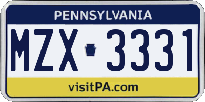 PA license plate MZX3331
