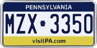 PA license plate MZX3350